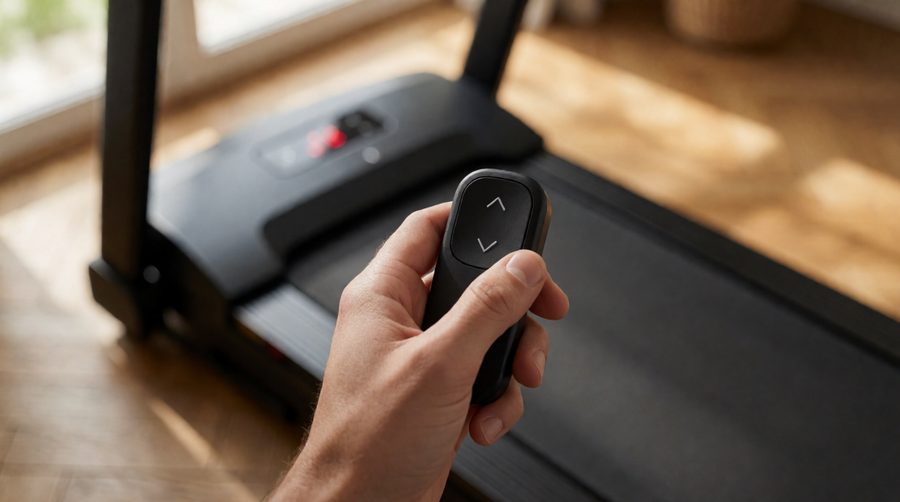Remote control with incline up and down buttons for a walking pad treadmill