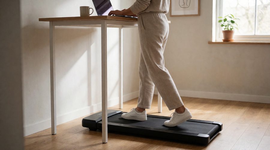 Cheap walking pads fit under a standing desk for slow walking while you work